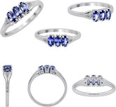 0.70 Cts Natural Tanzanite Ring 0.02 Cts Diamond Ring, Blue Stone Sterling Silver Birthstone Ring Jewelry Gift For Women Mom Wife Girlfriend Sister